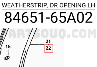Suzuki 8465165A02 WEATHERSTRIP, DR OPENING LH