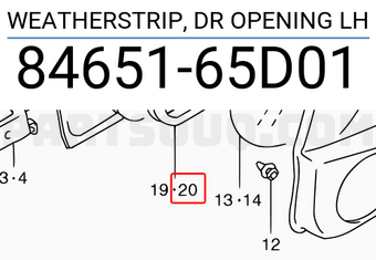 Suzuki 8465165D01 WEATHERSTRIP, DR OPENING LH