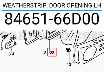 Suzuki 8465166D00 WEATHERSTRIP, DOOR OPENING LH
