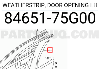 Suzuki 8465175G00 WEATHERSTRIP, DOOR OPENING LH