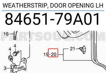 Suzuki 8465179A01 WEATHERSTRIP, DOOR OPENING LH