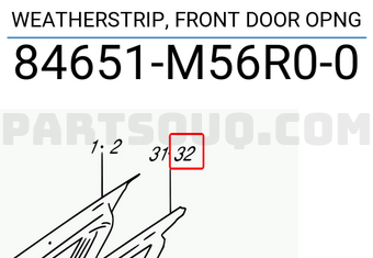 Suzuki 84651M56R00 WEATHERSTRIP, FRONT DOOR OPNG