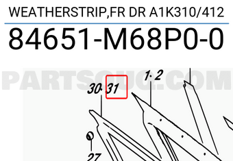 Suzuki 84651M68P00 WEATHERSTRIP,FR DR A1K310/412