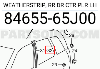 Suzuki 8465565J00 WEATHERSTRIP, RR DR CTR PLR LH