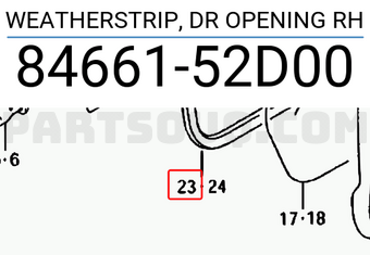 Suzuki 8466152D00 WEATHERSTRIP, DR OPENING RH