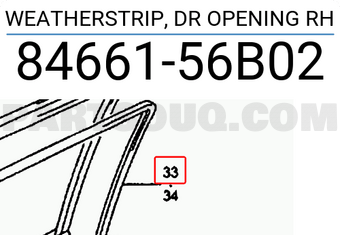 Suzuki 8466156B02 WEATHERSTRIP, DR OPENING RH