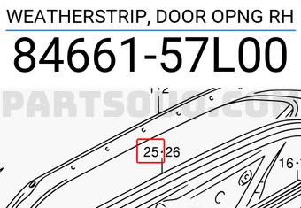 Suzuki 8466157L00 WEATHERSTRIP, DOOR OPNG RH