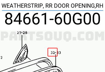 Suzuki 8466160G00 WEATHERSTRIP, RR DOOR OPENING,RH
