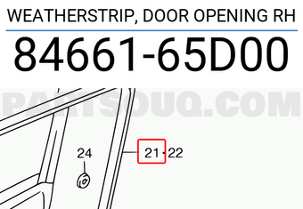 Suzuki 8466165D00 WEATHERSTRIP, DOOR OPENING RH