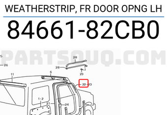 Suzuki 8466182CB0 WEATHERSTRIP, FR DOOR OPNG LH