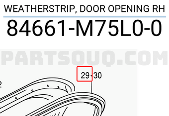 Suzuki 84661M75L00 WEATHERSTRIP, DOOR OPENING RH