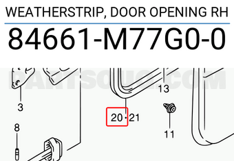 Suzuki 84661M77G00 WEATHERSTRIP, DOOR OPENING RH