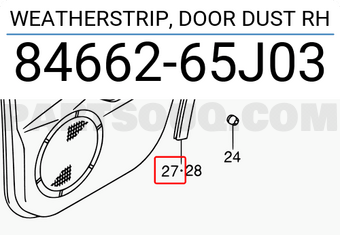 Suzuki 8466265J03 WEATHERSTRIP, DOOR DUST RH