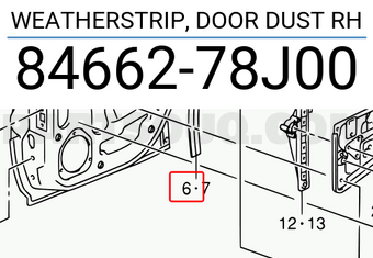 Suzuki 8466278J00 WEATHERSTRIP, DOOR DUST RH