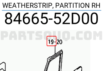 Suzuki 8466552D00 WEATHERSTRIP, PARTITION RH