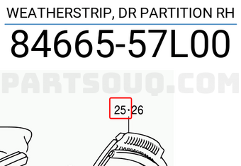 Suzuki 8466557L00 WEATHERSTRIP, DR PARTITION RH