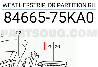 Suzuki 8466575KA0 WEATHERSTRIP, DR PARTITION RH