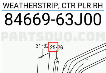 Suzuki 8466963J00 WEATHERSTRIP, CTR PLR RH