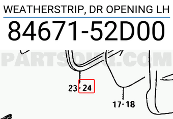 Suzuki 8467152D00 WEATHERSTRIP, DR OPENING LH