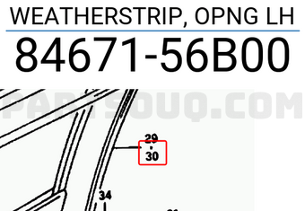 Suzuki 8467156B00 WEATHERSTRIP, OPNG LH