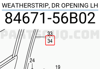 Suzuki 8467156B02 WEATHERSTRIP, DR OPENING LH
