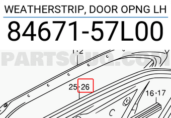 Suzuki 8467157L00 WEATHERSTRIP, DOOR OPNG LH