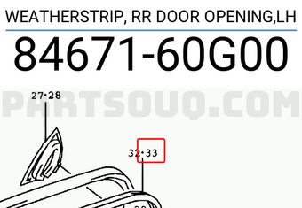 Suzuki 8467160G00 WEATHERSTRIP, RR DOOR OPENING,LH