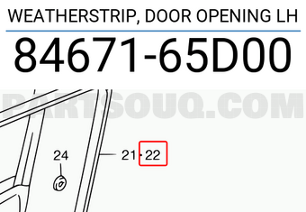 Suzuki 8467165D00 WEATHERSTRIP, DOOR OPENING LH
