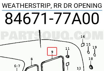 Suzuki 8467177A00 WEATHERSTRIP, RR DR OPENING