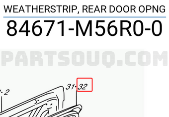 Suzuki 84671M56R00 WEATHERSTRIP, REAR DOOR OPNG