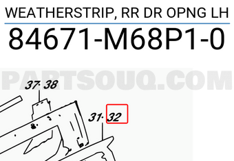 Suzuki 84671M68P10 WEATHERSTRIP, RR DR OPNG LH