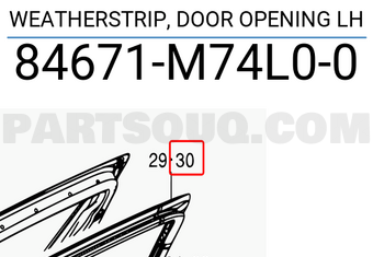 Suzuki 84671M74L00 WEATHERSTRIP, DOOR OPENING LH