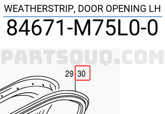 Suzuki 84671M75L00 WEATHERSTRIP, DOOR OPENING LH