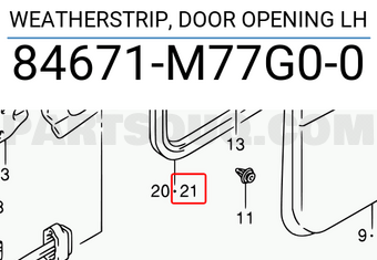 Suzuki 84671M77G00 WEATHERSTRIP, DOOR OPENING LH
