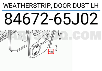 Suzuki 8467265J02 WEATHERSTRIP, DOOR DUST LH