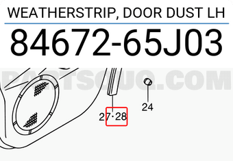 Suzuki 8467265J03 WEATHERSTRIP, DOOR DUST LH