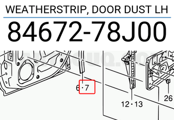 Suzuki 8467278J00 WEATHERSTRIP, DOOR DUST LH