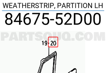 Suzuki 8467552D00 WEATHERSTRIP, PARTITION LH