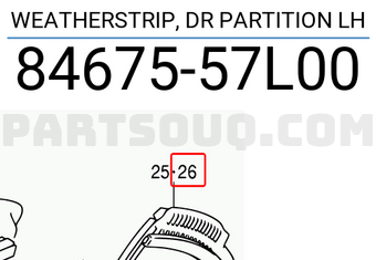 Suzuki 8467557L00 WEATHERSTRIP, DR PARTITION LH