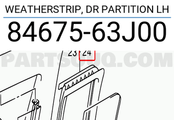 Suzuki 8467563J00 WEATHERSTRIP, DR PARTITION LH