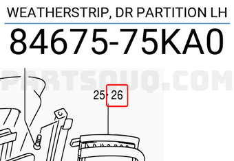 Suzuki 8467575KA0 WEATHERSTRIP, DR PARTITION LH