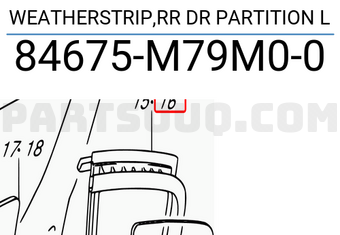 Suzuki 84675M79M00 WEATHERSTRIP,RR DR PARTITION L