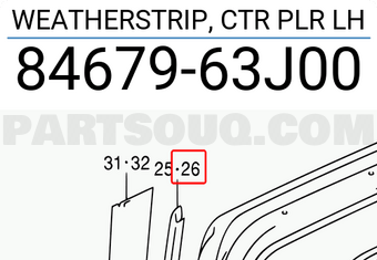 Suzuki 8467963J00 WEATHERSTRIP, CTR PLR LH