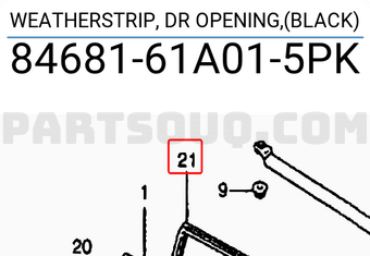 Suzuki 8468161A015PK WEATHERSTRIP, DR OPENING,(BLACK)