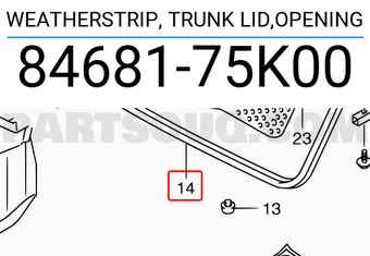 Suzuki 8468175K00 WEATHERSTRIP, TRUNK LID,OPENING