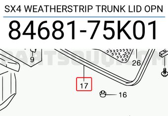 Suzuki 8468175K01 SX4 WEATHERSTRIP TRUNK LID OPN