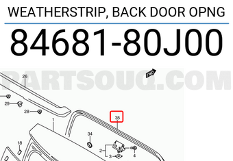 Suzuki 8468180J00 WEATHERSTRIP, BACK DOOR OPNG