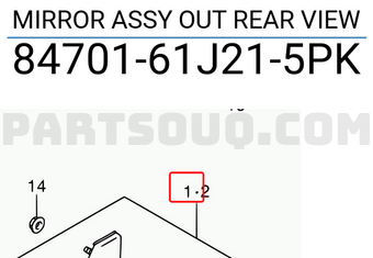 Suzuki 8470161J215PK MIRROR ASSY OUT REAR VIEW