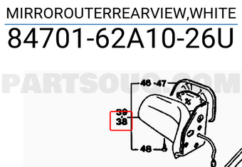 Suzuki 8470162A1026U MIRROROUTERREARVIEW,WHITE
