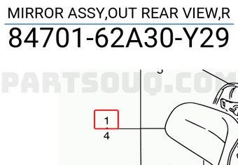 Suzuki 8470162A30Y29 MIRROR ASSY,OUT REAR VIEW,R